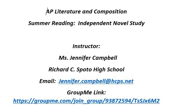  Summer AP Literature Assignment